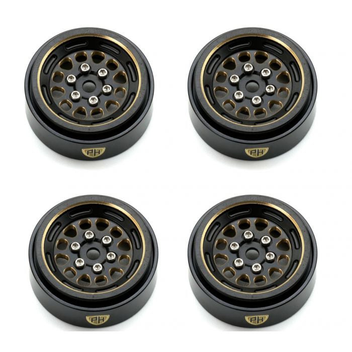 Image of 1.0" Black Brass Beadlock Crawler Wheels, for, 1/24
