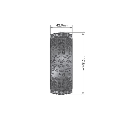 Image of B-Pioneer 1/8 Off-Road Buggy Tires, 17mm Hex, Mounted on