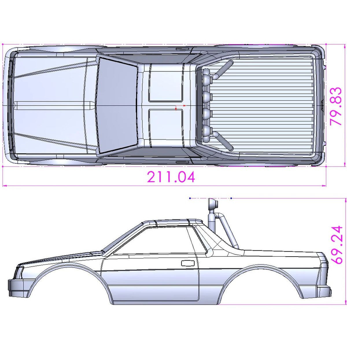Image of MSA-1E 2.0 Subaru Brat Painted Body Set, Black