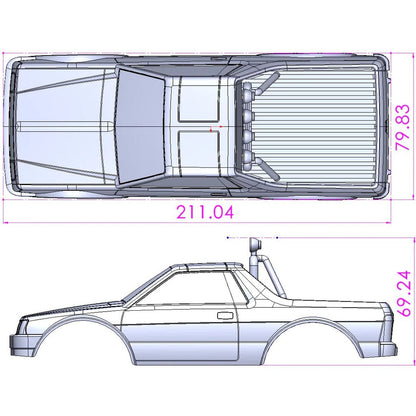 Image of MSA-1E 2.0 Subaru Brat Painted Body Set, Black