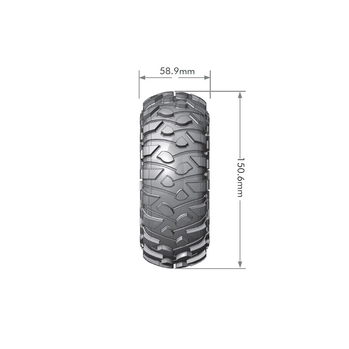 Image of CR-Rowdy 1/10 2.2" Crawler Tires, 12mm Hex, Super Soft,