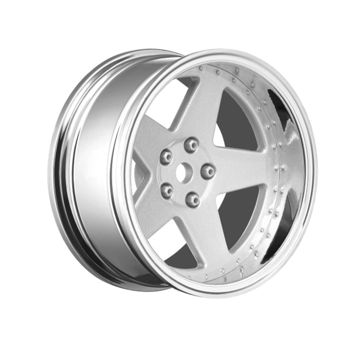 Image of 5 Spoke Matte Silver 1/10 Wheel Mounted Drift Tire, 2, 4