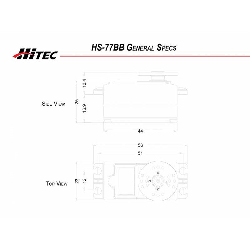 Image of Hitec HS-77BB Low Profile Servo,.34sec/114oz @ 6.0v HRC31077S