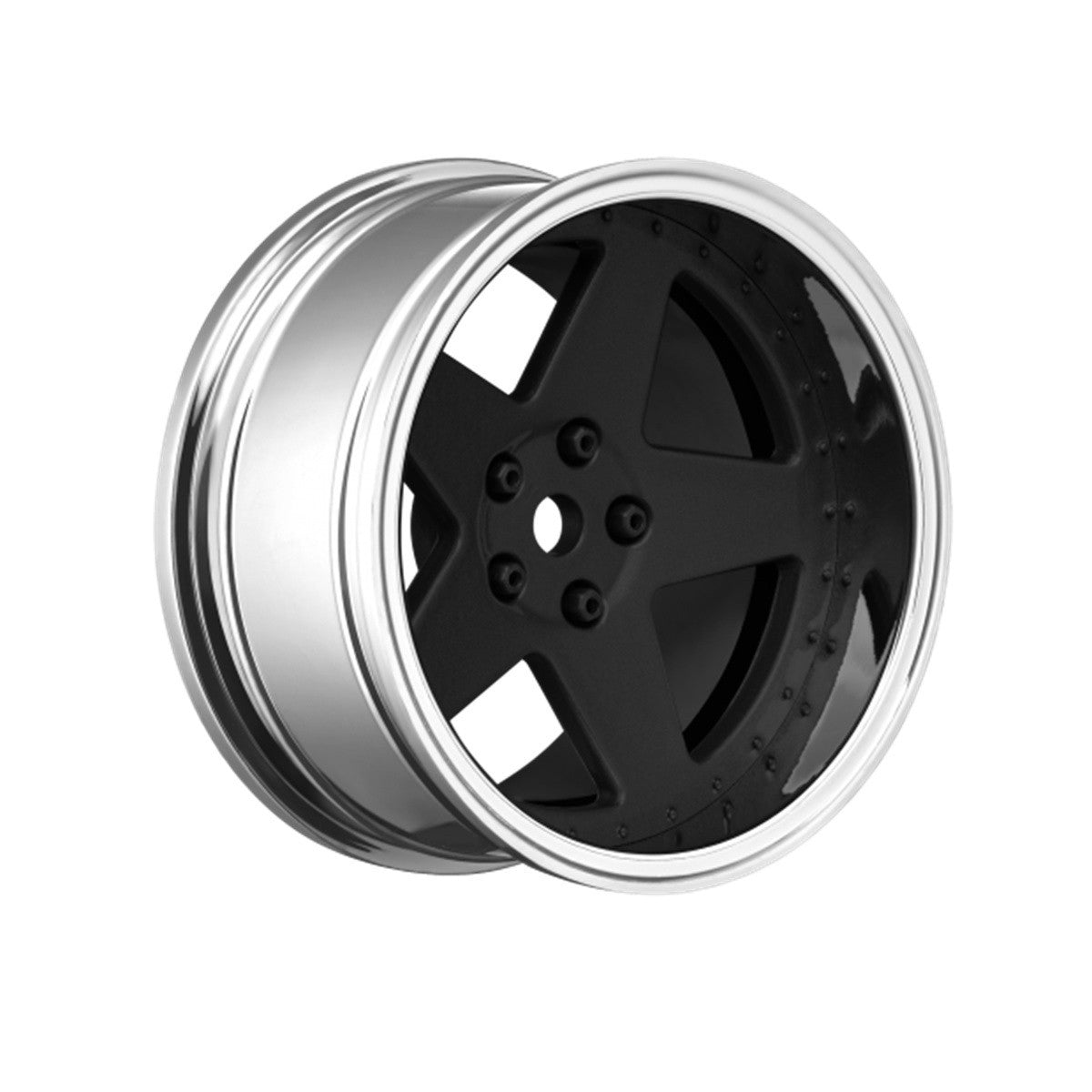 Image of 5 Spoke Matte Black 1/10 Wheel Mounted Drift Tire, 2, 4, 6, 8