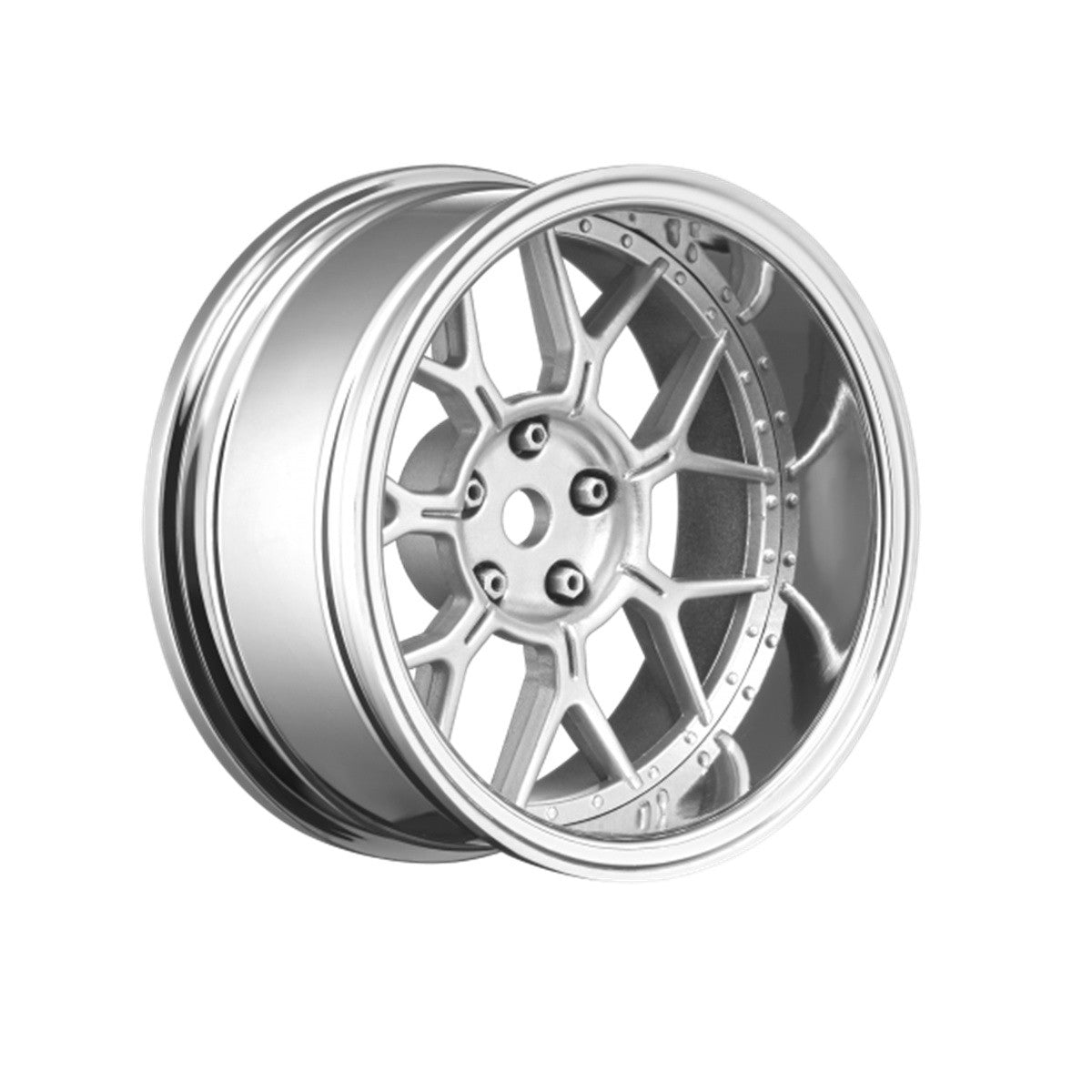 Image of 14 Spoke Matte Silver 1/10 Wheel Mounted Drift Tire, 2, 4
