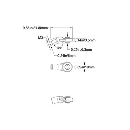 Image of M3 Short Bent Plastic Rod End (20x)
