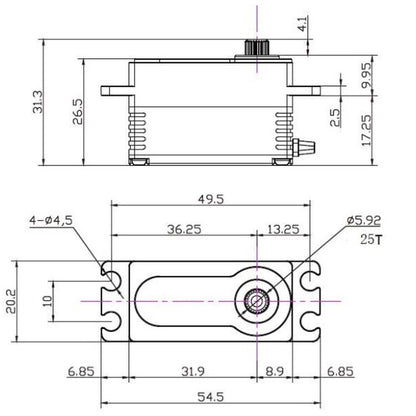 Image of 299LP Special Edition Purple High Profile Brushless Servo