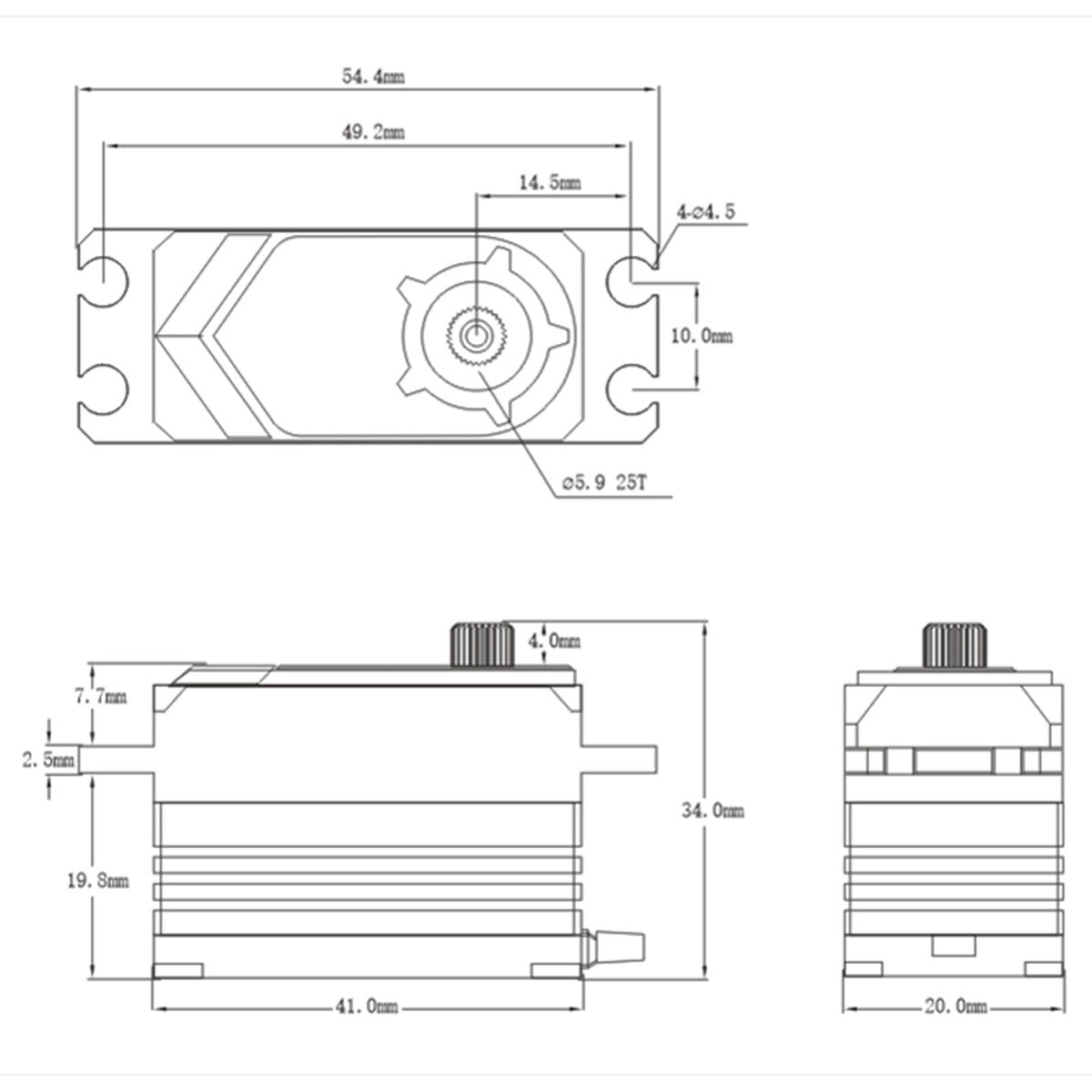 Standard Short HV Brushless Digital Servo, .053sec / 486.1oz @ 8.4V
