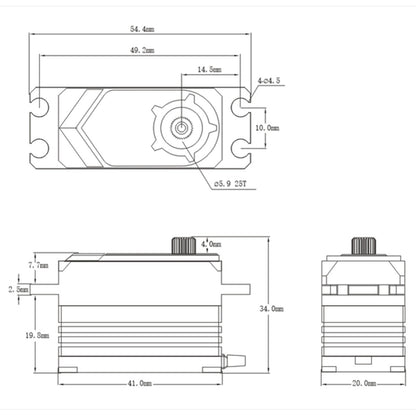 Standard Short HV Brushless Digital Servo, .053sec / 486.1oz @ 8.4V