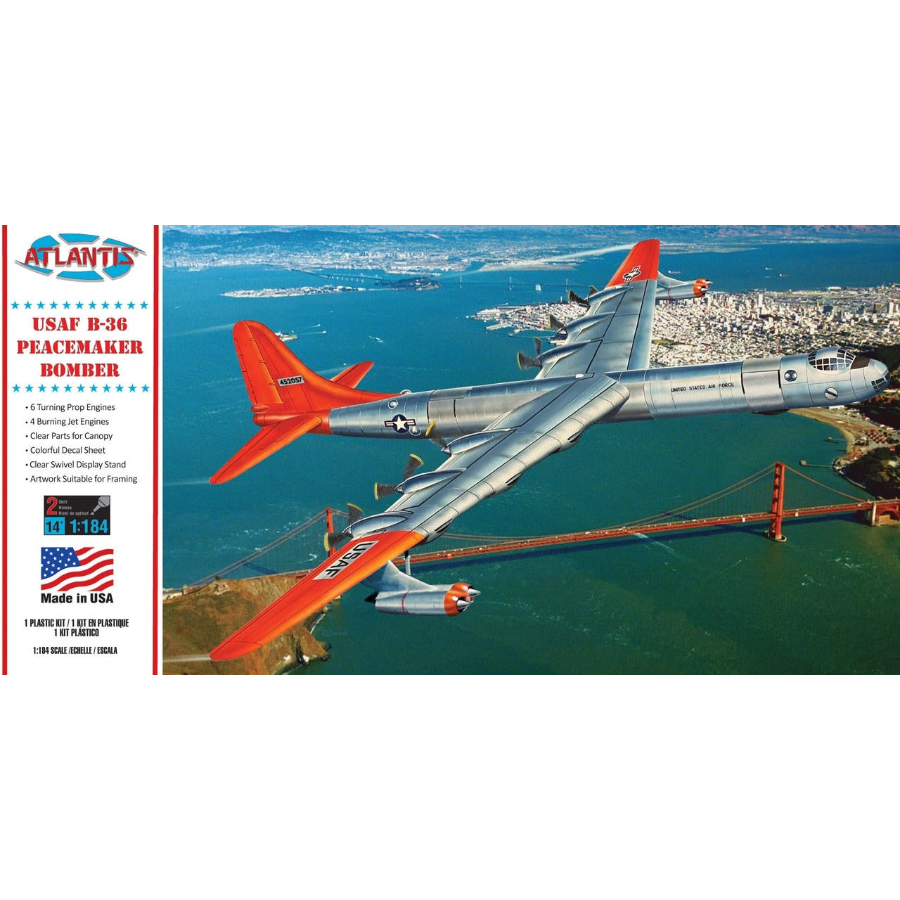 Image of 1/184 B-36 Peacemaker with Swivel Stand Plastic Model Kit
