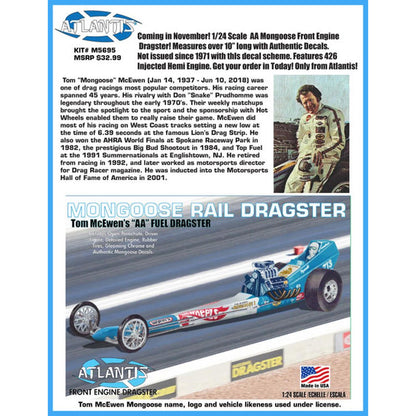 Image of 1/24 Tom Mongoose McEwen Front Engine Dragster Plastic Model