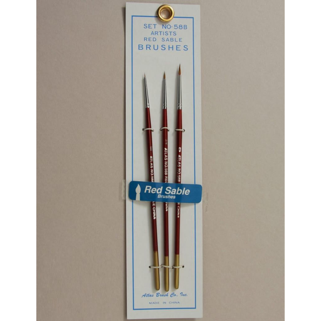 Image of Red Sable Brush Set in 3 Sizes 0, 5/0, 10/0