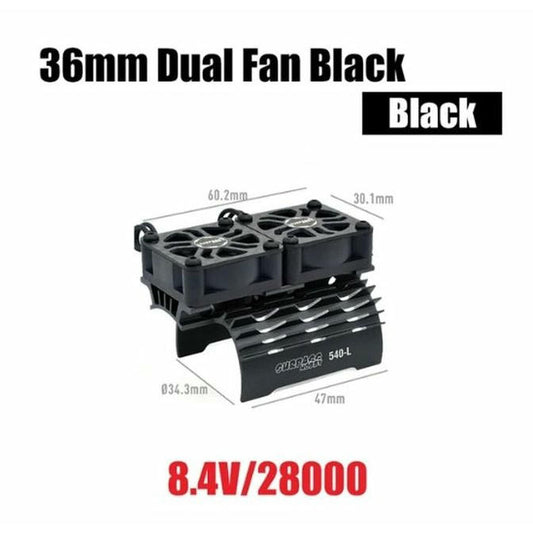 Black Alloy 36mm Dual Motor Fan