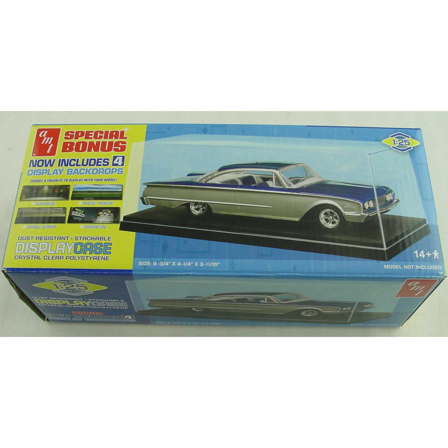 Image of AMT 1:25 Scale Clear Polystyrene Car Model Display Case w/4 Backdrops AMT600/12