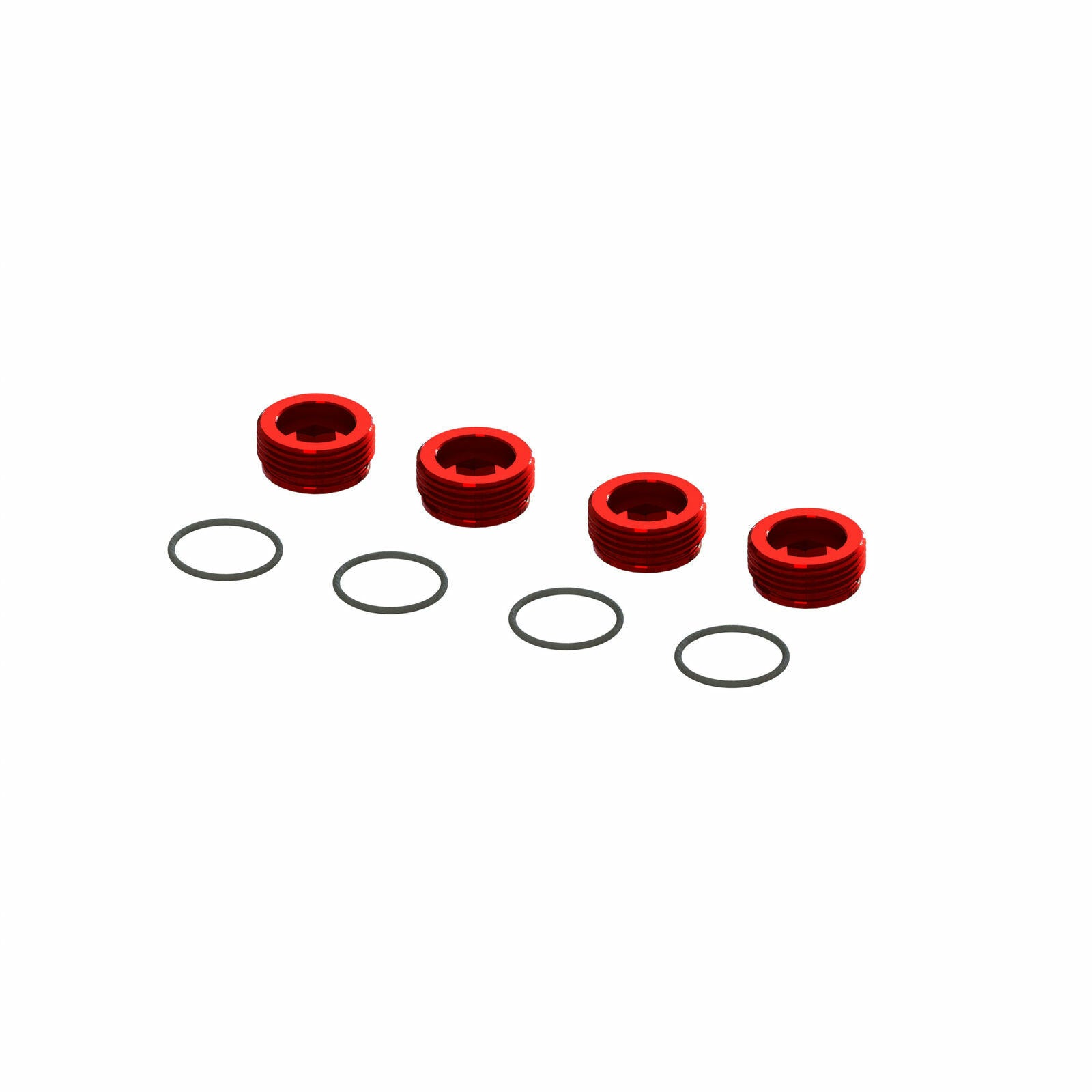 Image of Arrma Red Aluminum Front Hub Nuts w/O-Rings (4pcs) ARA320467