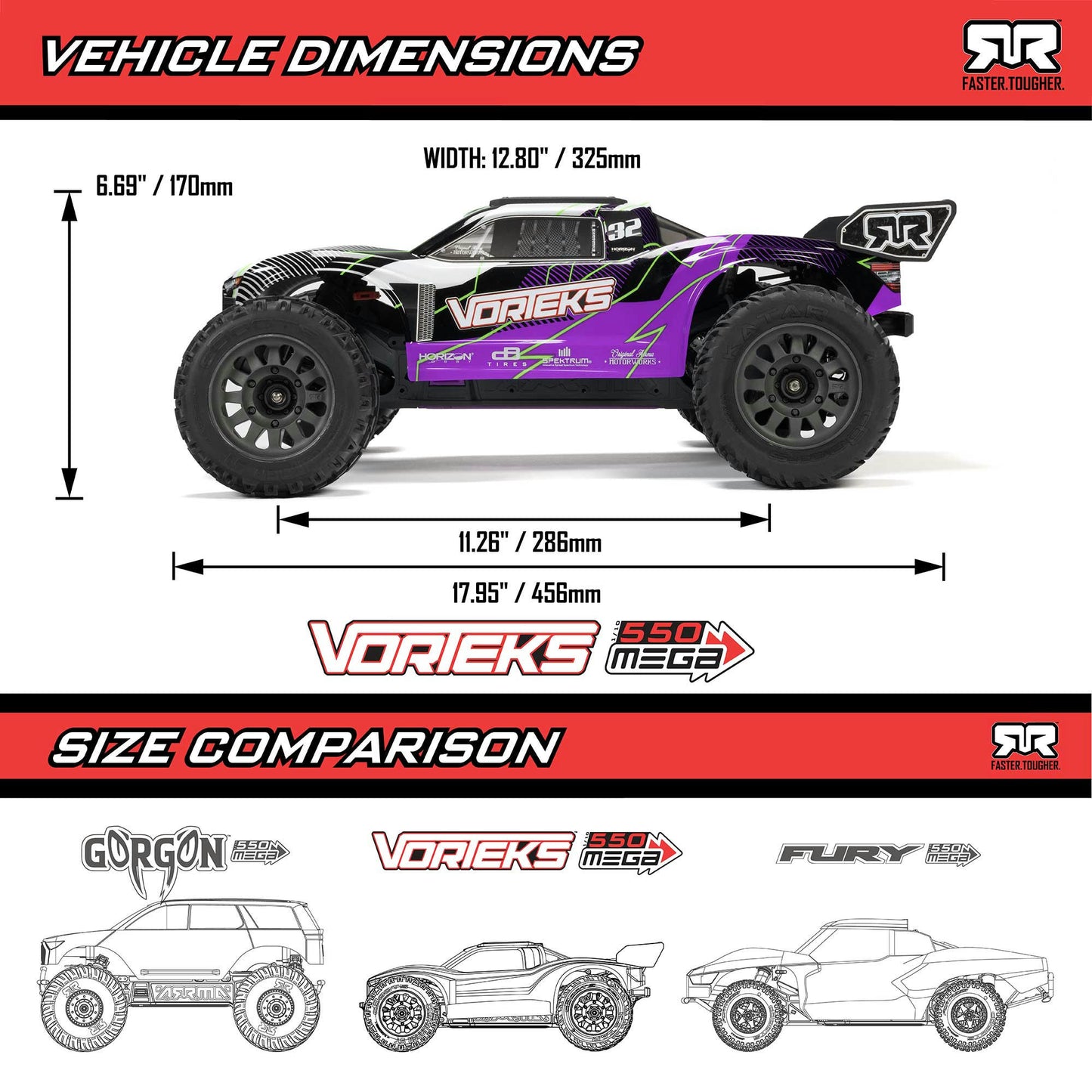 Image of Arrma R/C Vorteks 2WD Mega 550 1/10 RTR Orange Stadium Truck ARA3205ST1