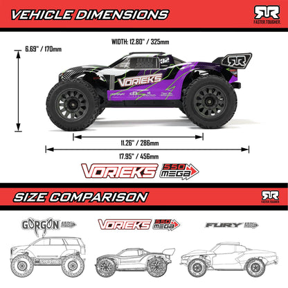 Image of Arrma R/C Vorteks 2WD Mega 550 1/10 RTR Orange Stadium Truck ARA3205ST1