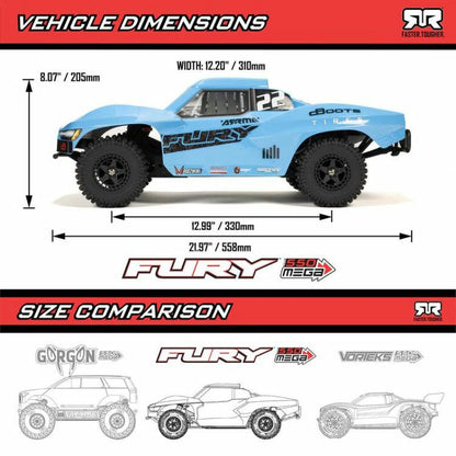 Image of Arrma R/C Fury 2WD Mega 550 1/10 RTR Blue Short Course Truck