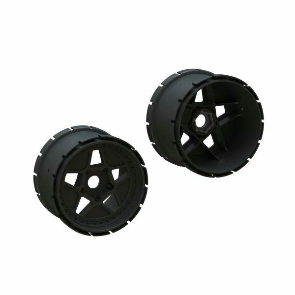 Image of Arrma RC 1/5th Outcast Black MT Wheels 4.9 24mm Hex (2pcs) ARA510123