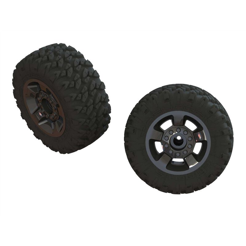Arrma NERO Big Rock Monster Truck Ragnarok Tires w/Chrome Wheels