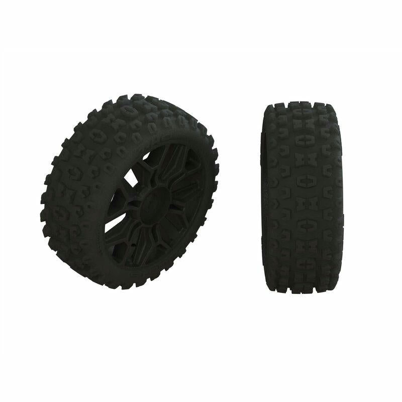 Image of Arrma DBoot 2HO 1/8th Buggy Tires w/Black Wheels 550057 17mm hex