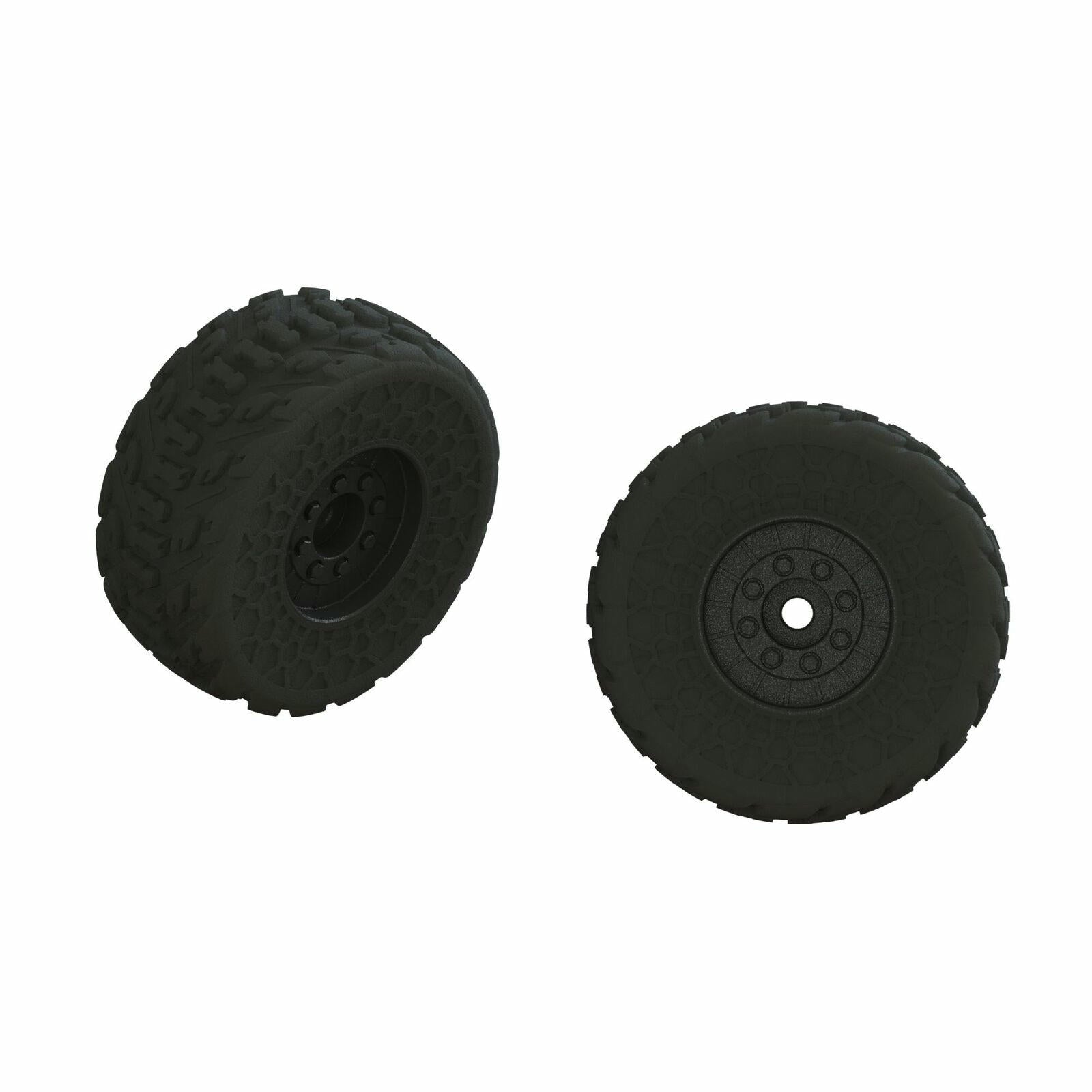 Image of Arrma DBoot Fireteam Monster Truck Tires w/Black Wheels 550107 17mm hex (Pair)