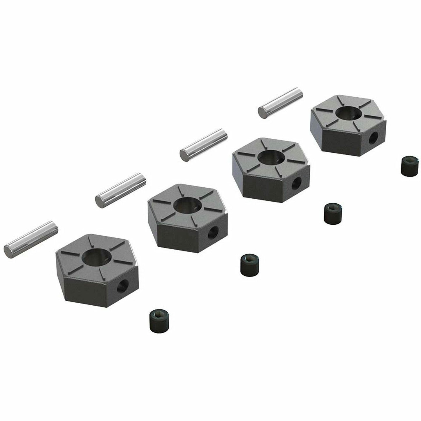 Image of Arrma RC Alloy 12mm Wheel Hex w/Set Screw/Pins Set(4pcs) ARAAR310816