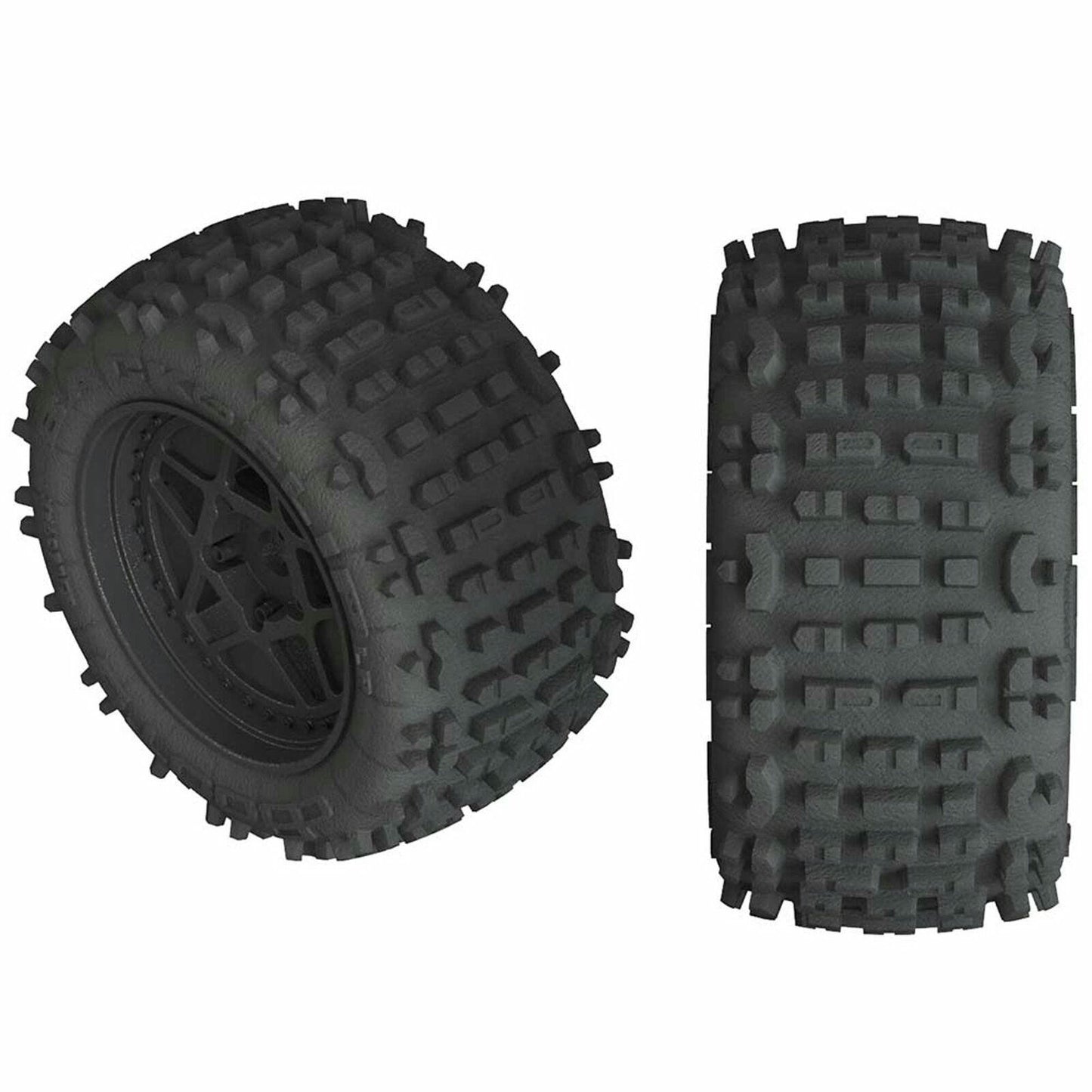 Image of dBoots Backflip LP 4S 3.8 Mounted Tires w/Black Wheels Arrma ARAAR550050 (17mm)