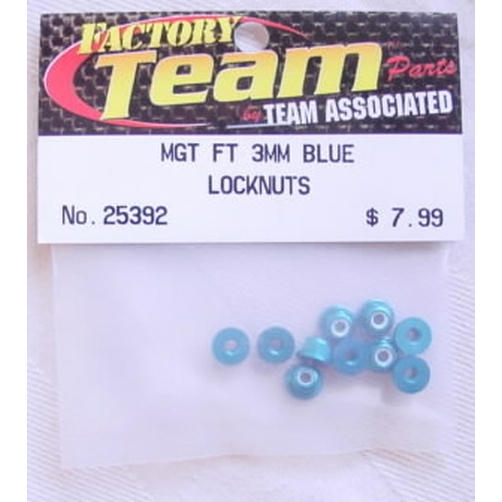 Image of Associated 3MM Blue Locknuts (Fits Monster GT& Others)