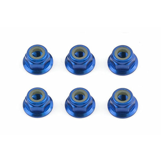 Image of Associated TC5 Blue Aluminum Flanged Lock Nuts M4 