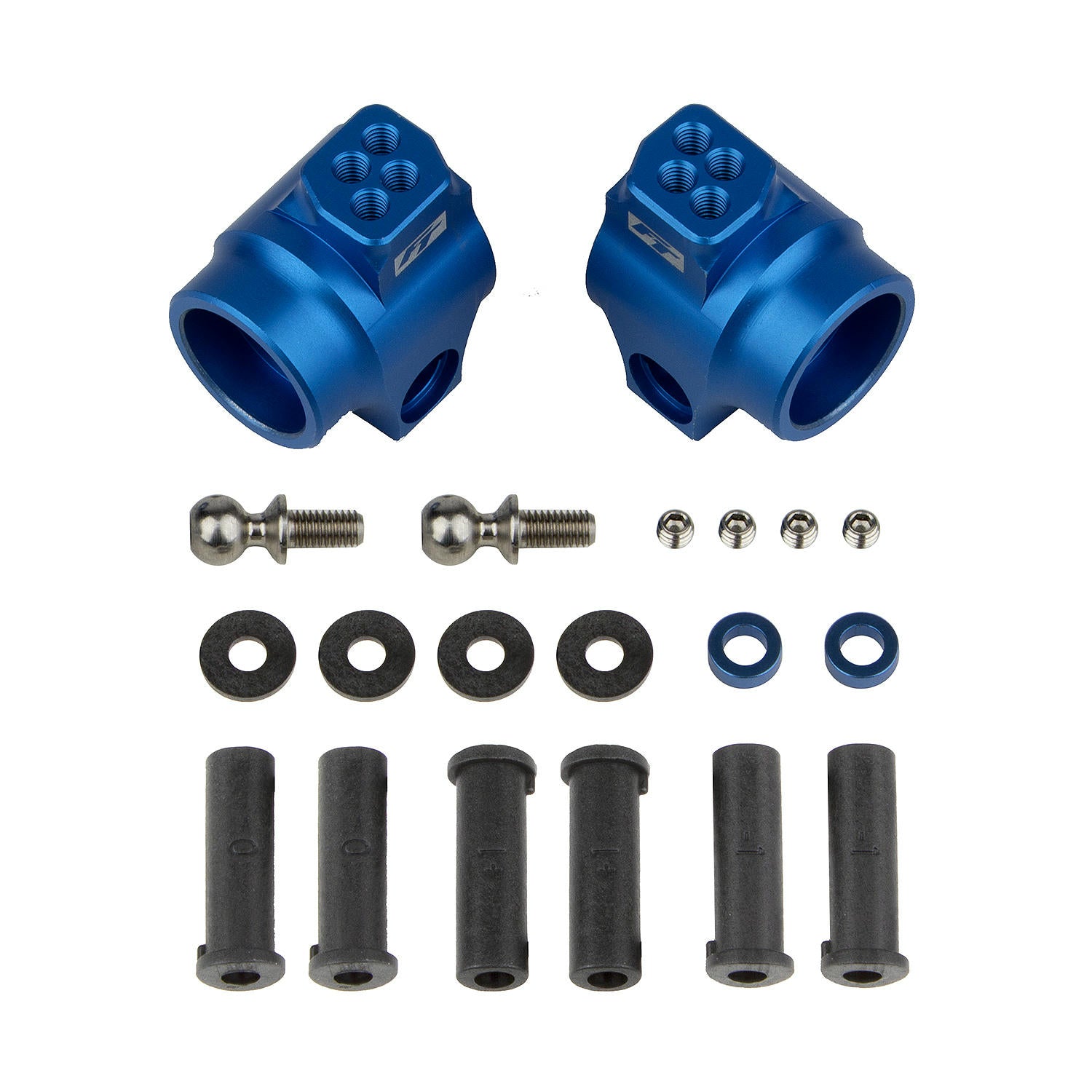 Image of Associated DR10 Drag Car Blue Aluminum Rear Hub Carrier Set ASC72011