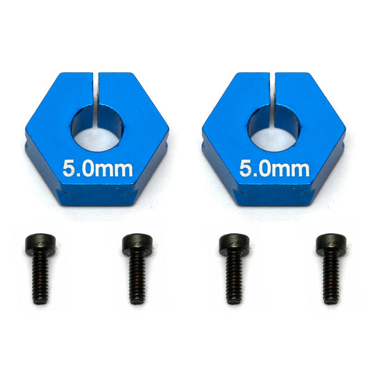 Image of Team Associated 5.0mm Blue Alloy Clamping Wheel Hexes 2pcs RC10B5M/RC10T5M 91609
