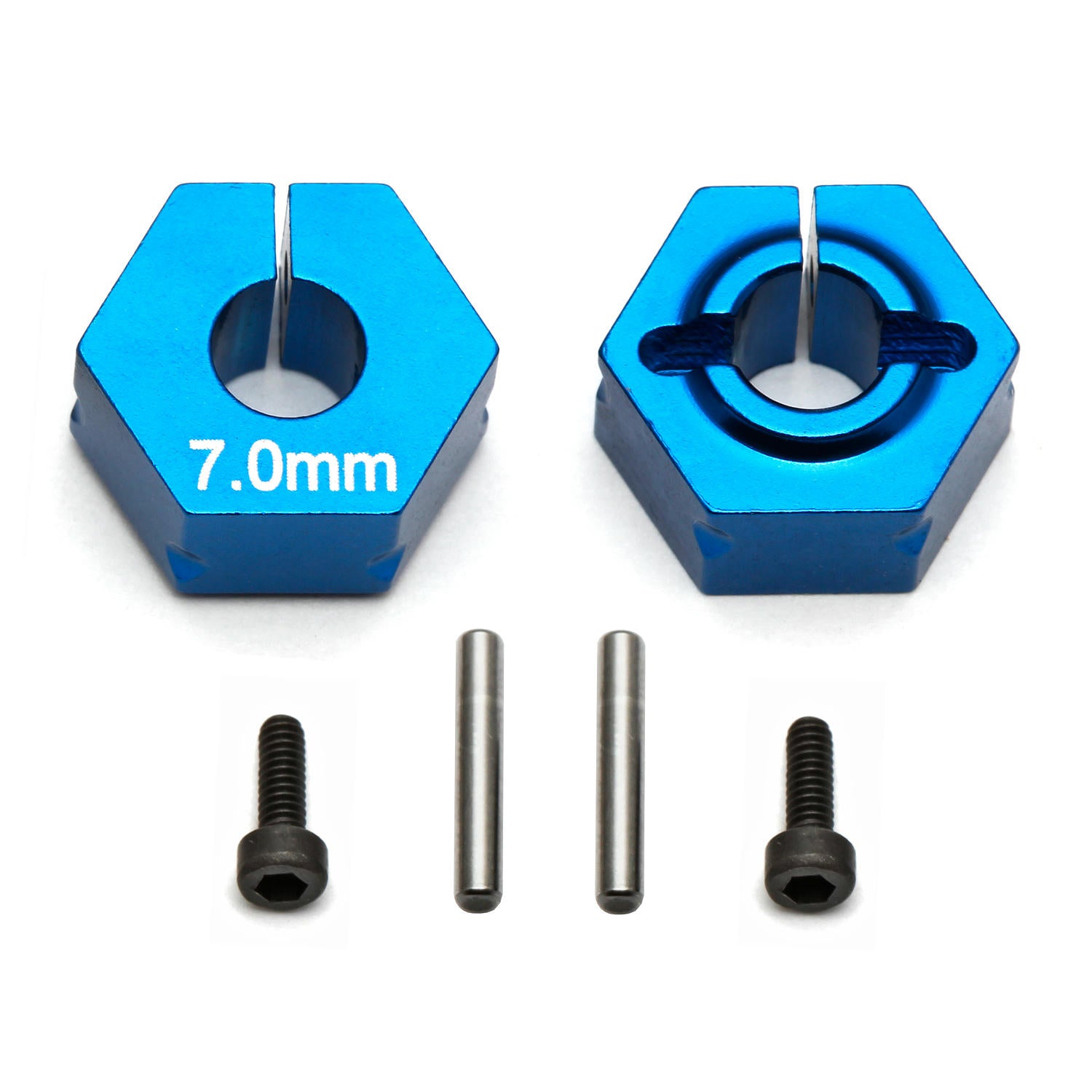 Image of Team Associated 7.0mm Blue Alloy Clamping Wheel Hexes 2pcs RC10B5M/RC10T5M 91610