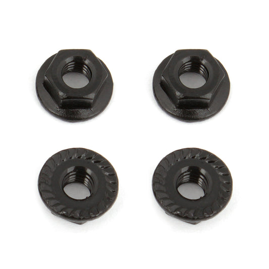 Image of Team Associated M4 Black Serrated Steel Nuts (6pcs) ASC91738