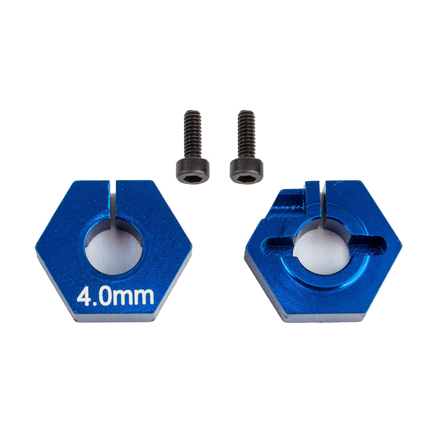 Image of Team Associated RC10B6.2 12mmx4.0mm Blue Alloy Clamping Wheel Hexes 2pcs 91862