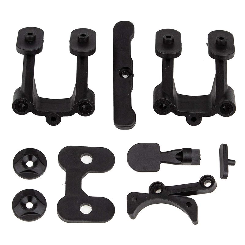 RC10B74.2 Rear Body Mount, Wing Mounts, Bumper, Fan Mount