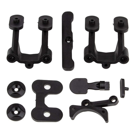 RC10B74.2 Rear Body Mount, Wing Mounts, Bumper, Fan Mount