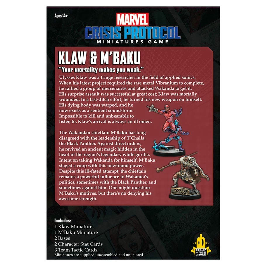 Image of Marvel Crisis Protocol Miniatures Game Klaw & M'Baku Character Pack ASMCP116EN