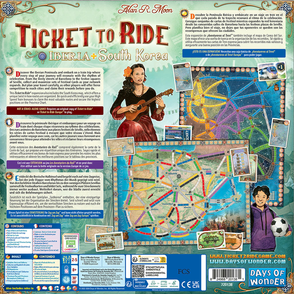 Image of Ticket to Ride: Iberia/South Korea Map Pack Expansion by Days of Wonder 