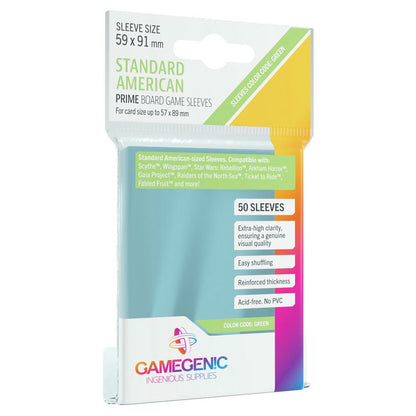 Image of Standard American CLEAR Game Sleeves 59x91mm (50) GameGenic GG1051 (Code Green)