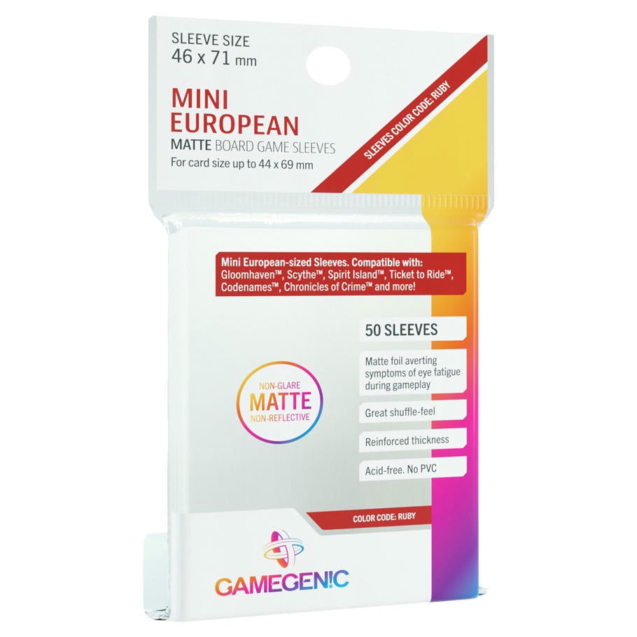 Image of MATTE Mini European Card Game Sleeves 46 x 71mm (50) GameGenic ASMGG1065 RUBY