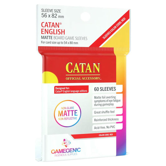 Image of Catan Matte Board Game Card Sleeves 56x82mm (60) GameGenic GG1073 Red