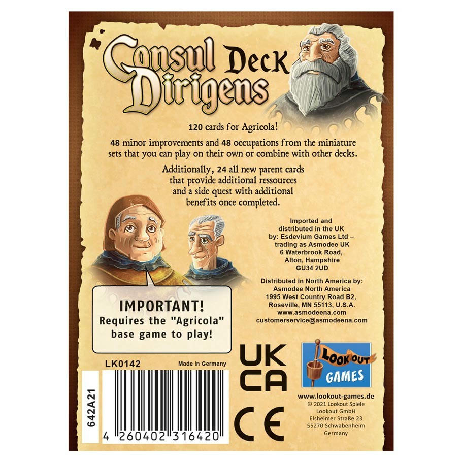 Image of Agricola Board Game Consul Dirigens Deck expansion Looking Glass Games ASMLK0142