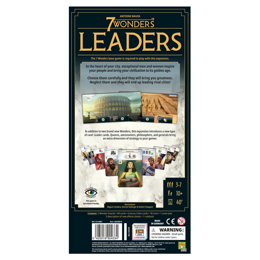 Image of 7 Wonders Board Game Leaders Expansion by Asmodee Games ASMSV02EN 2021 Edition