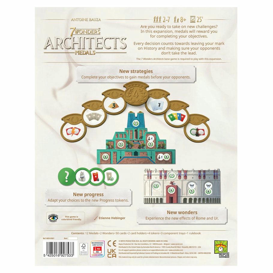 Image of 7 Wonders: Architects Medals Board Game EXPANSION by Repos/Asmodee ASMSVAMED01