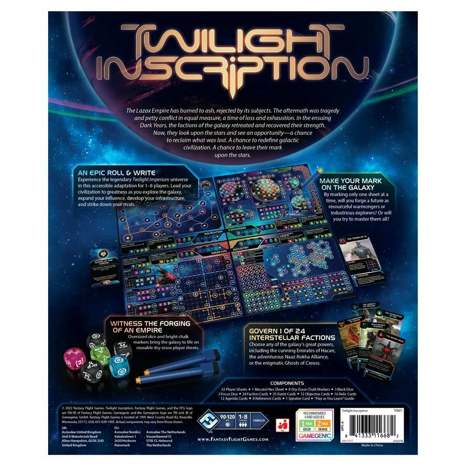 Image of Twilight Inscription Board Game by Fantasy Flight Games ASMTIN01