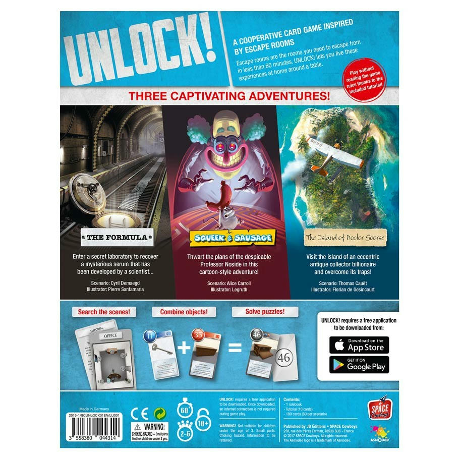 Image of Unlock! Escape Adventures Escape Room Game w/3 Scenarios ASMUNL01