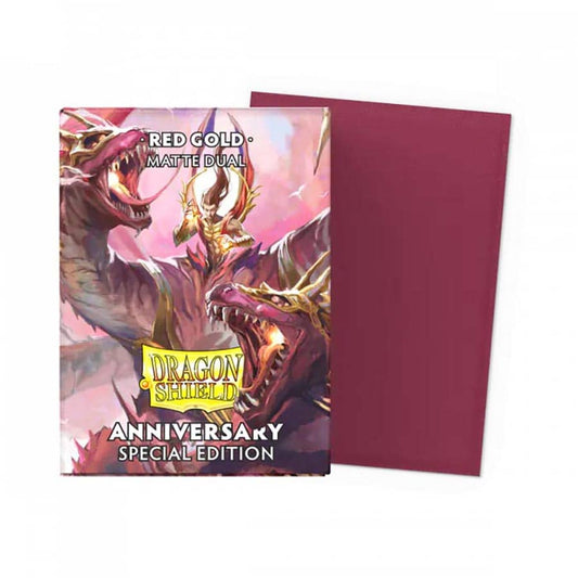Dragon Shields: (100) Matte Dual - 25th Special Edition Red / Gold
