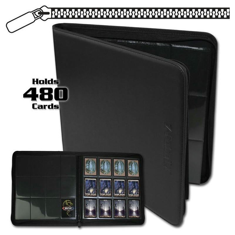 Image of BCW Black Z-Folio LX Leatherette 12-Pocket Zipper Binder BCDZF12LXBLK