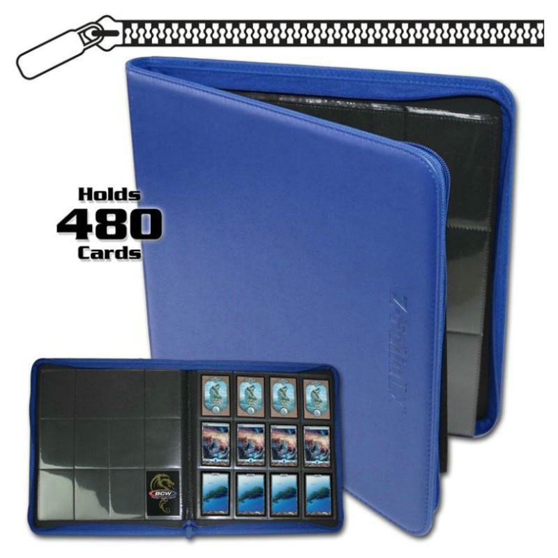 Image of BCW Blue Z-Folio LX Leatherette 12-Pocket Zipper Binder BCDZF12LXBLU